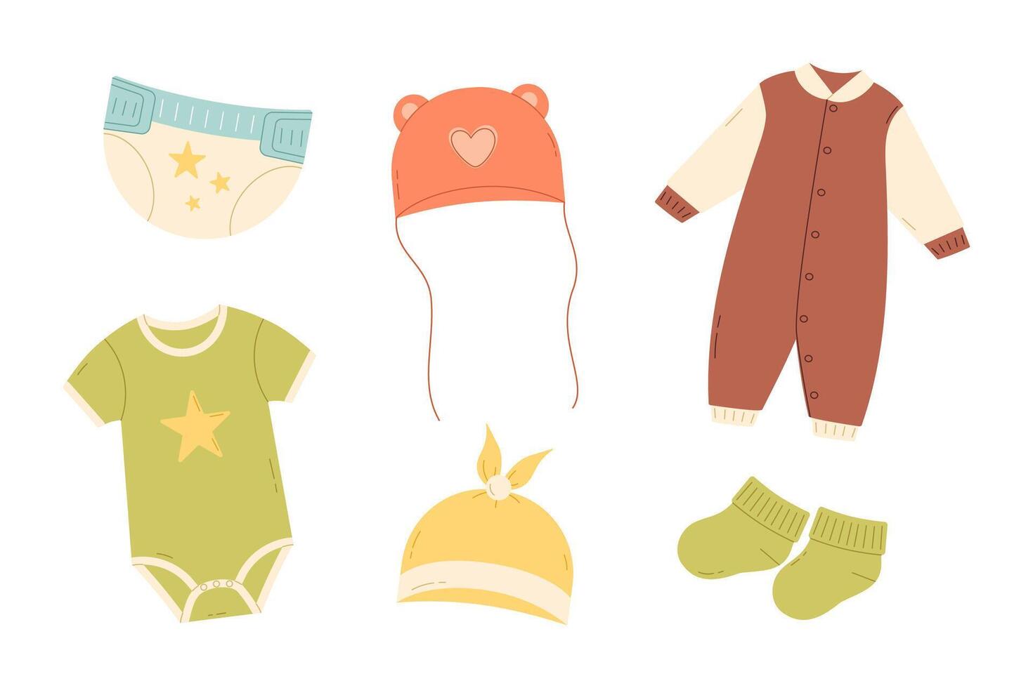 Set of baby clothes. Flat vector isolated illustration