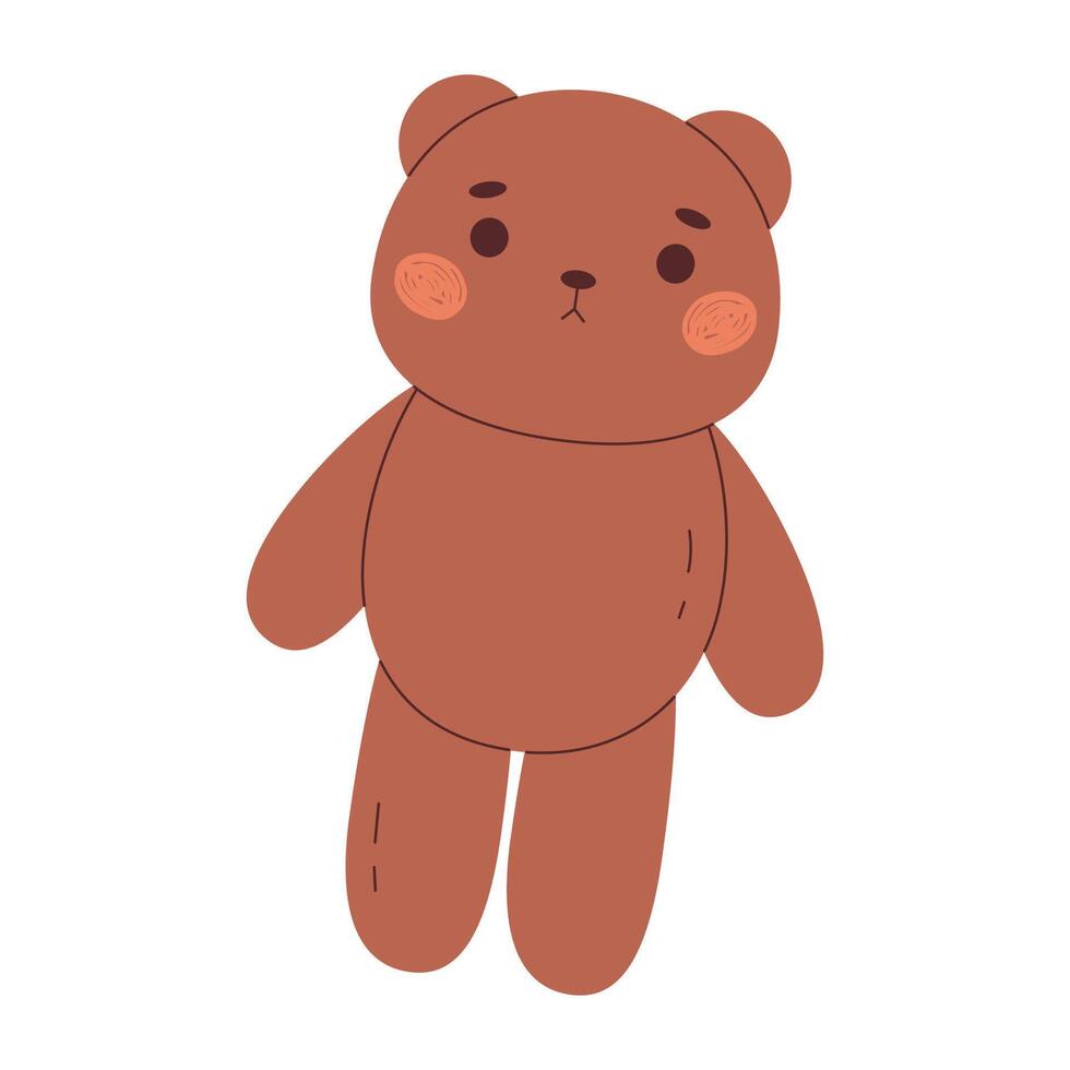 Teddy bear toy. Flat isolated vector illustration