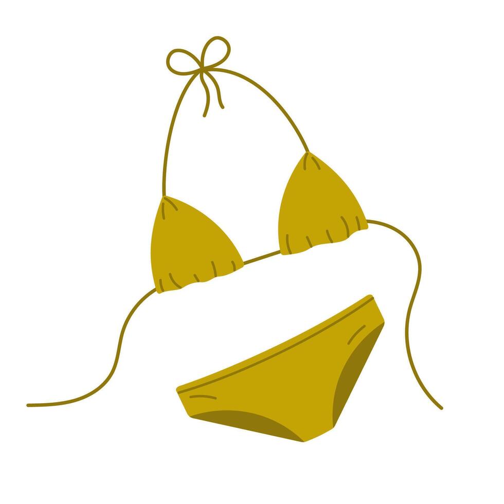 Bikini women swimsuit. Female swimwear. Flat beach clothing underwear vector illustration