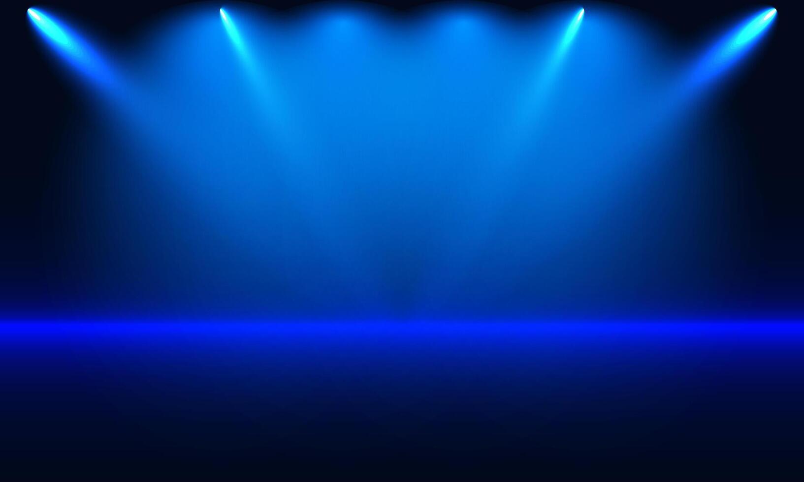 Blue stage lights on a dark background. Vector illustration