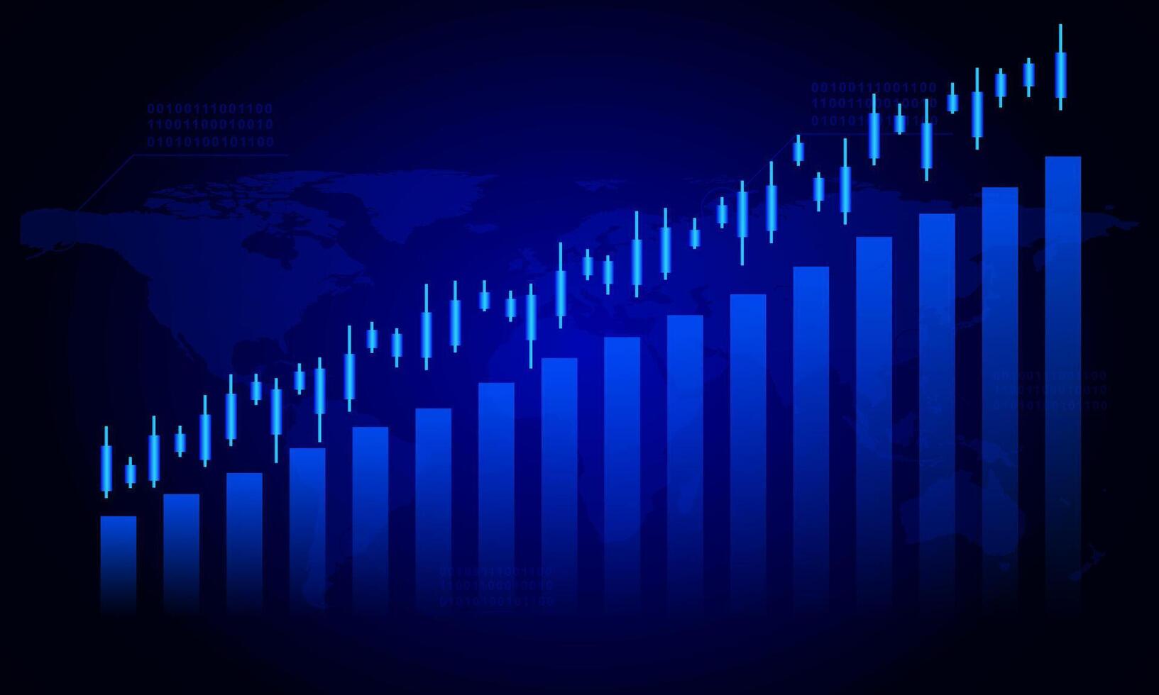 azul gráficos y gráficos, financiero crecimiento, valores mercado datos, digital tecnología olas vector ilustración