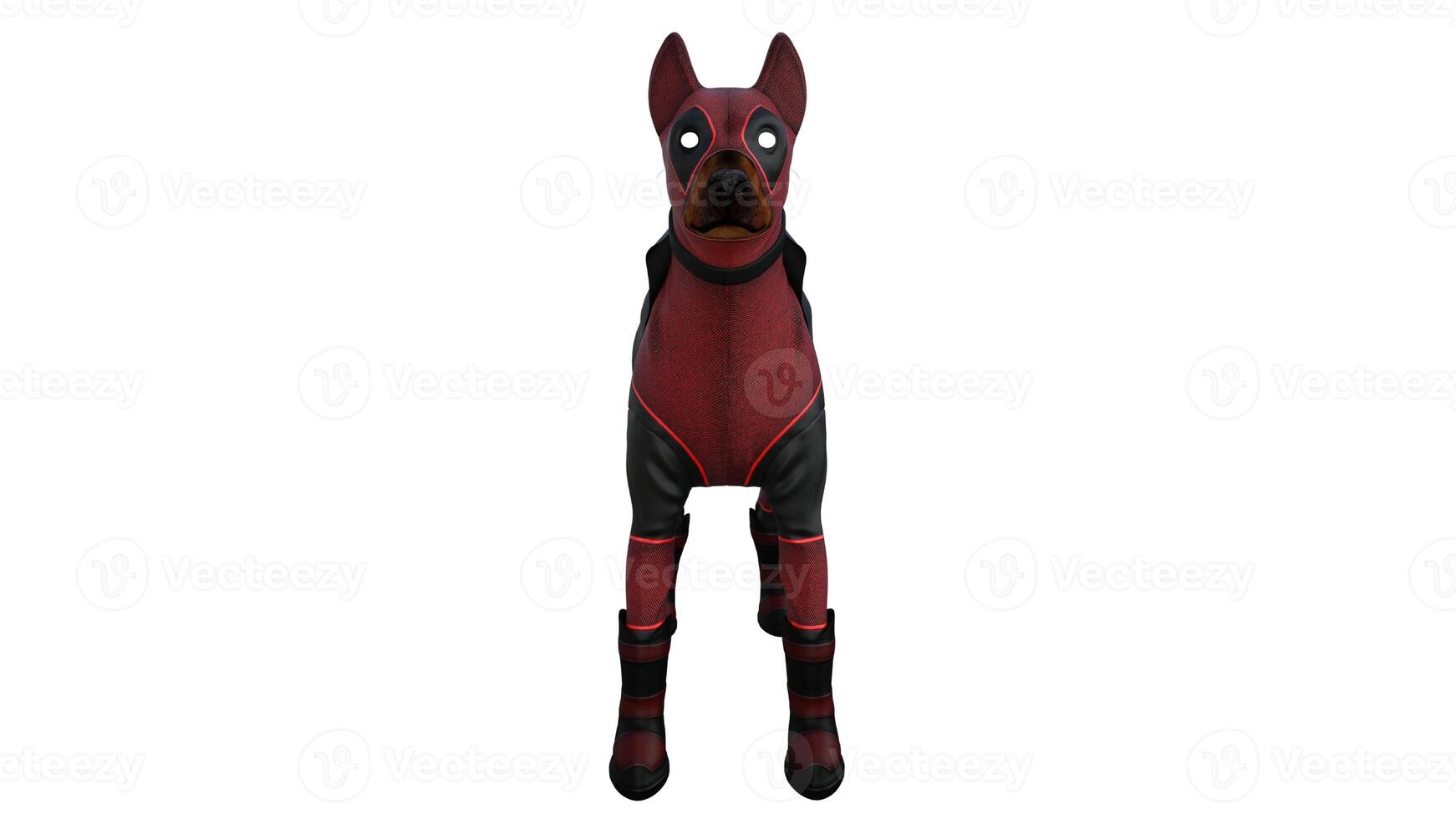 dog dressed costume on white background photo