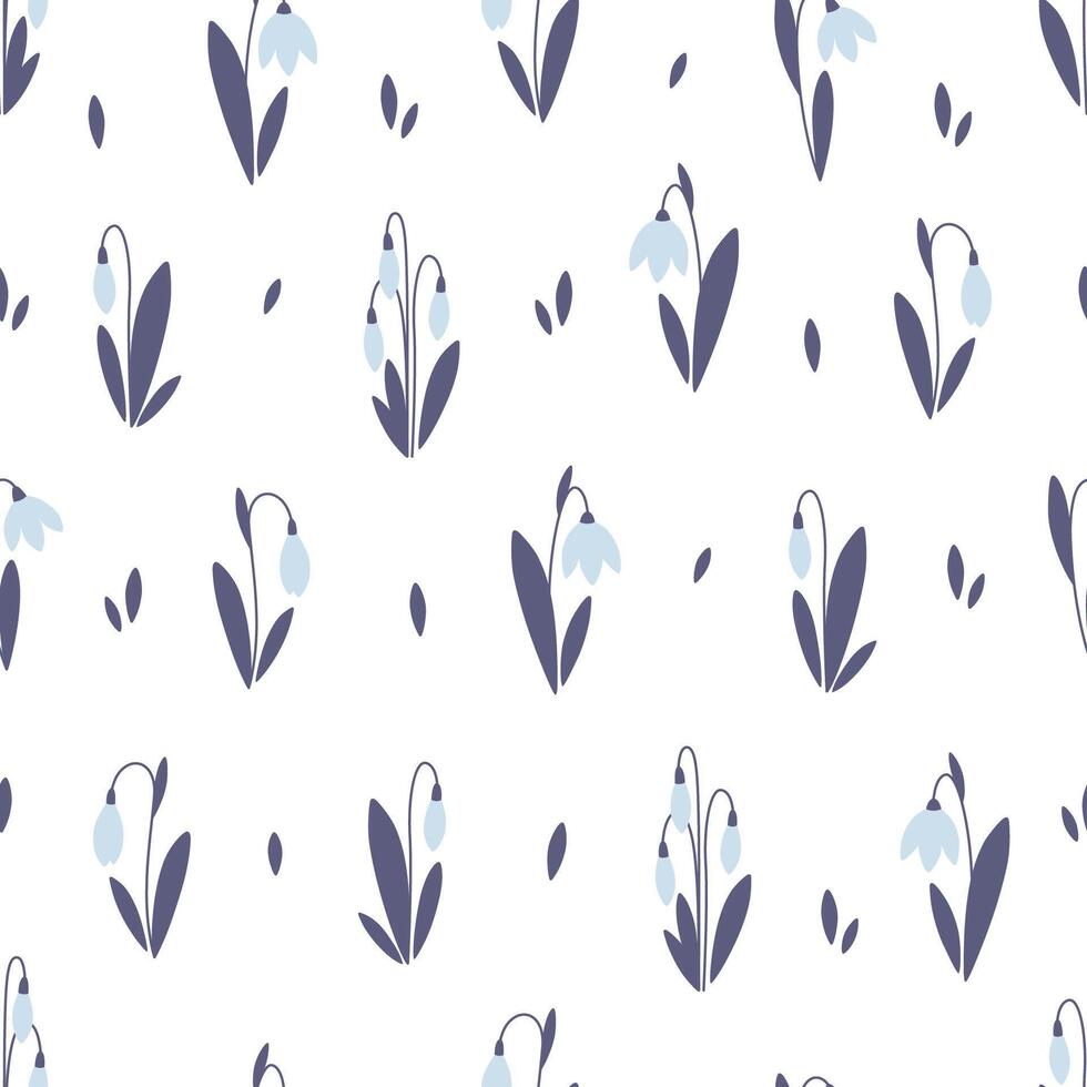 Snowdrop flowers seamless pattern. Print for textiles, wallpaper, wrapping paper vector