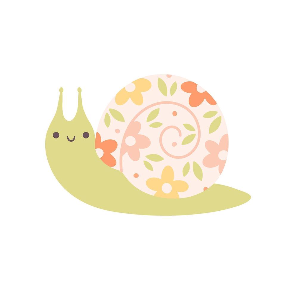 Cute snail. Spring character. Spring time. vector