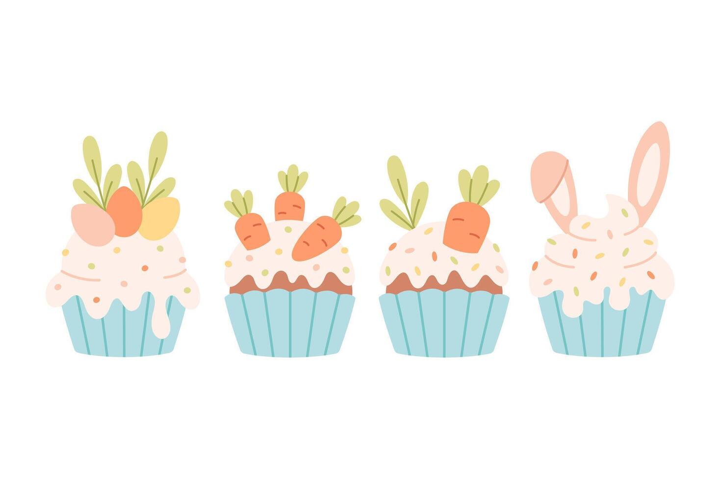 Sweet Easter cupcakes. Easter sweets. vector