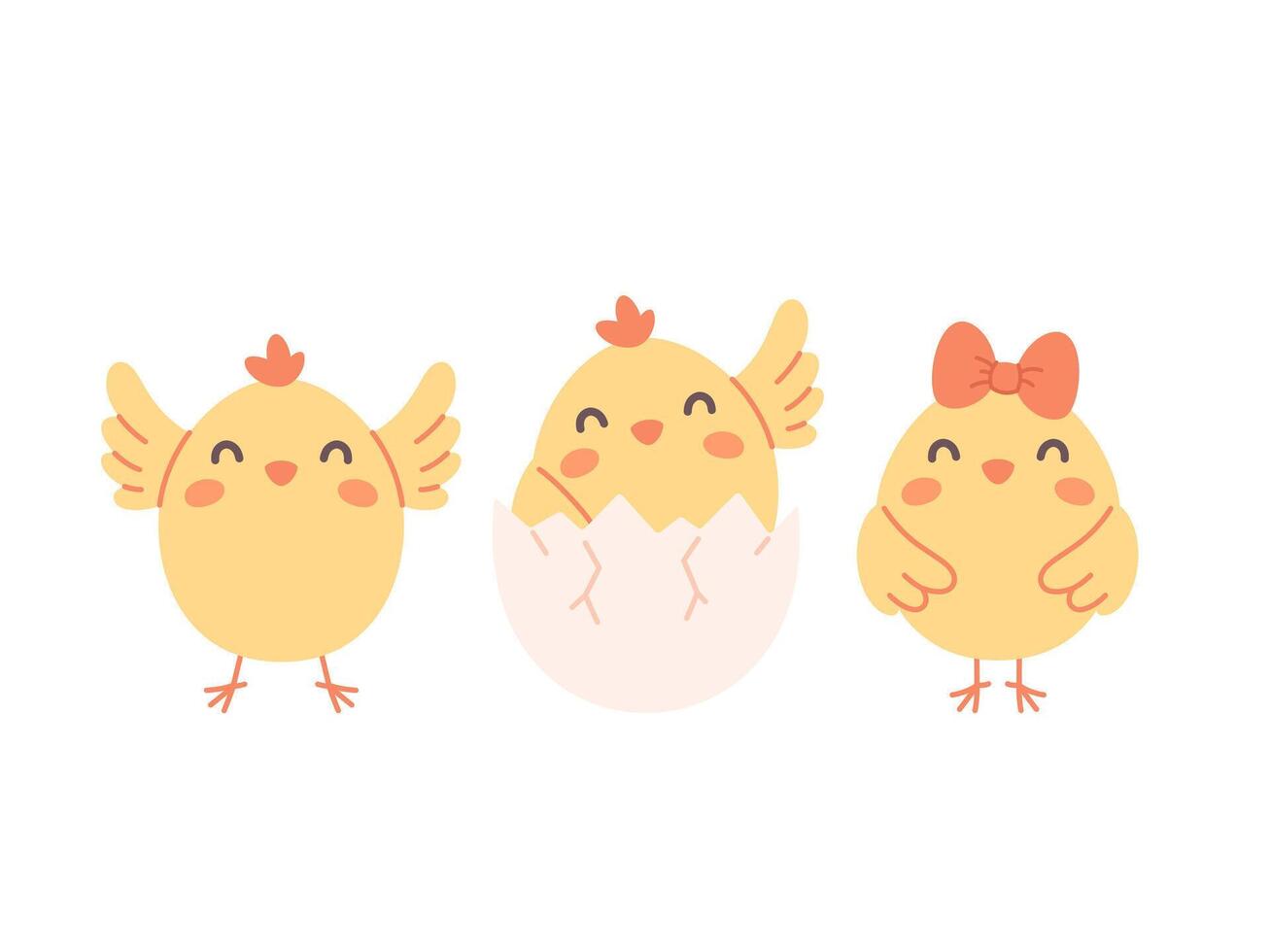 Cute little chicks. Easter chicks. Farm animals. Vector illustration in flat style