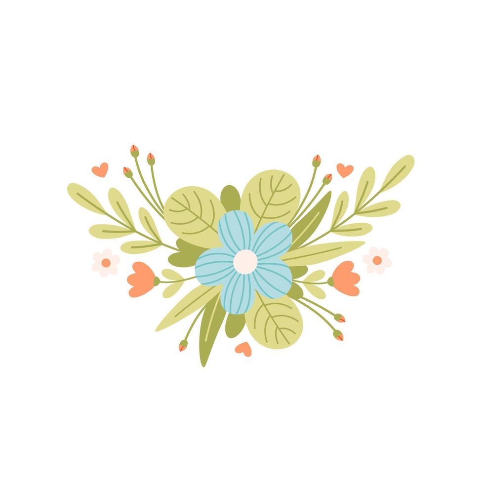 Beautiful floral bouquet. Composition of flowers. Spring or summer flowers vector