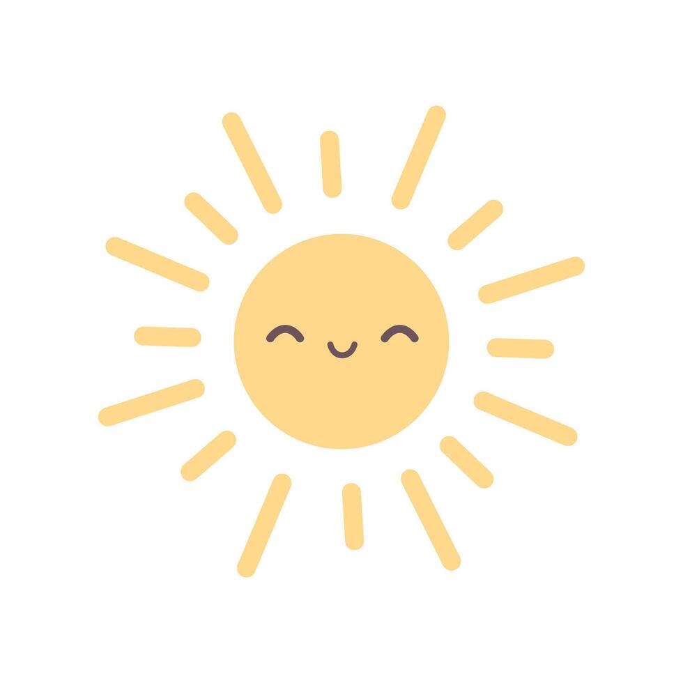 Cute Sun character. Smiling sunny face. Vector illustration in flat style