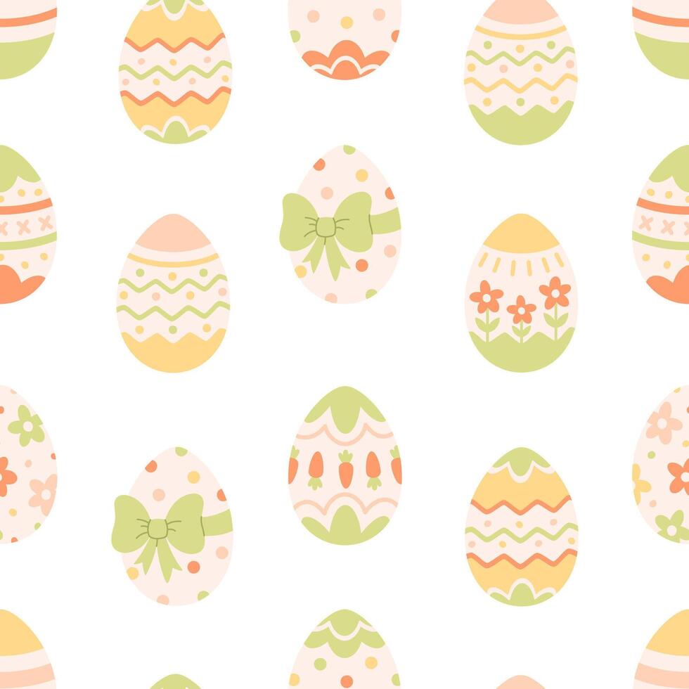 Easter eggs seamless pattern. Painted eggs. Happy Easter. vector