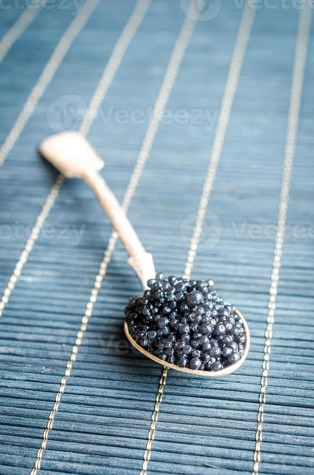 Black caviar closeup photo