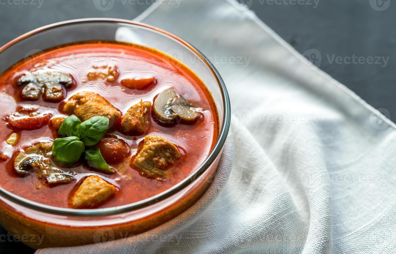 Thai red chicken curry photo