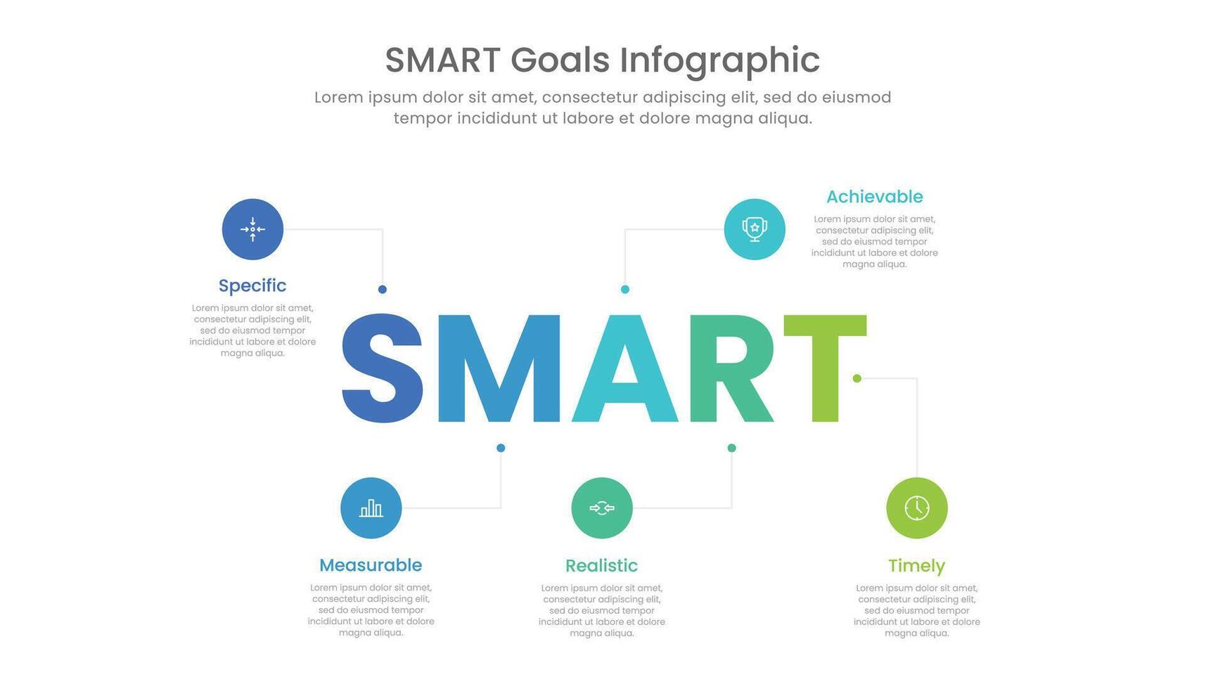 SMART goals setting infographic concept vector