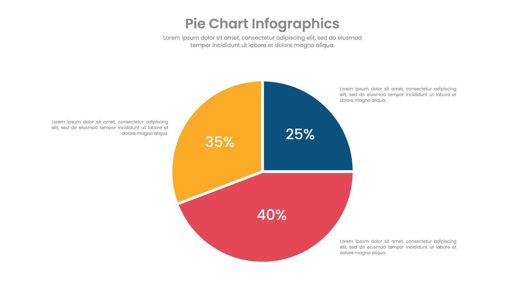 3 steps pie chart diagram for business presentation vector