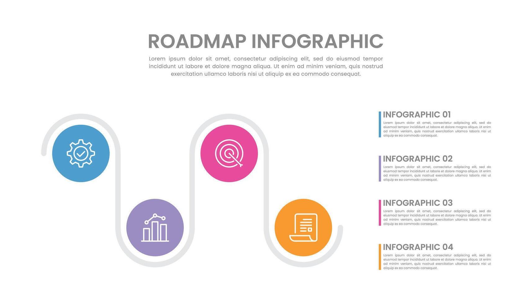 Business roadmap timeline infographic with 4 steps and icons vector