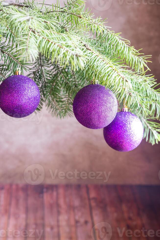 Christmas tree branch with ornaments photo