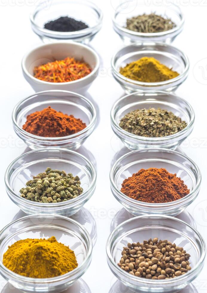 Different kinds of spices and herbs photo