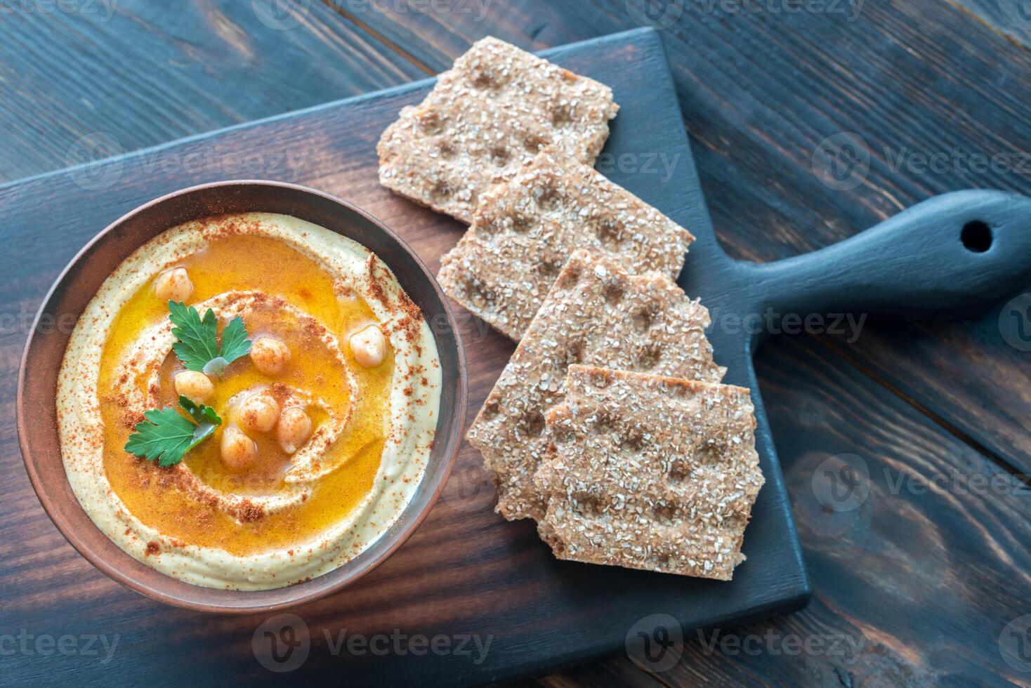 Bowl of hummus photo