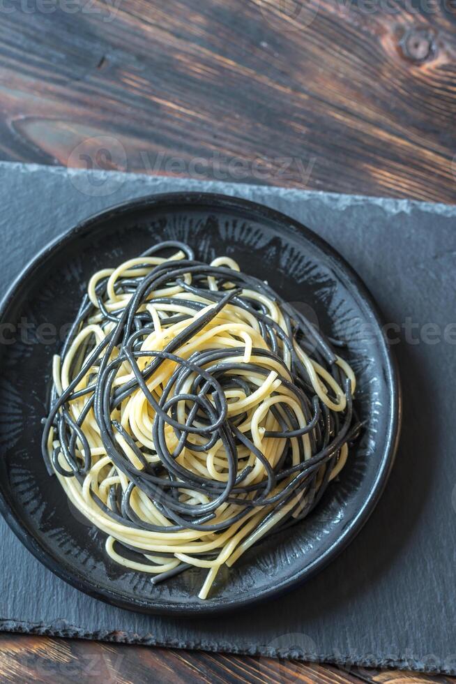 Mix of white and black pasta photo