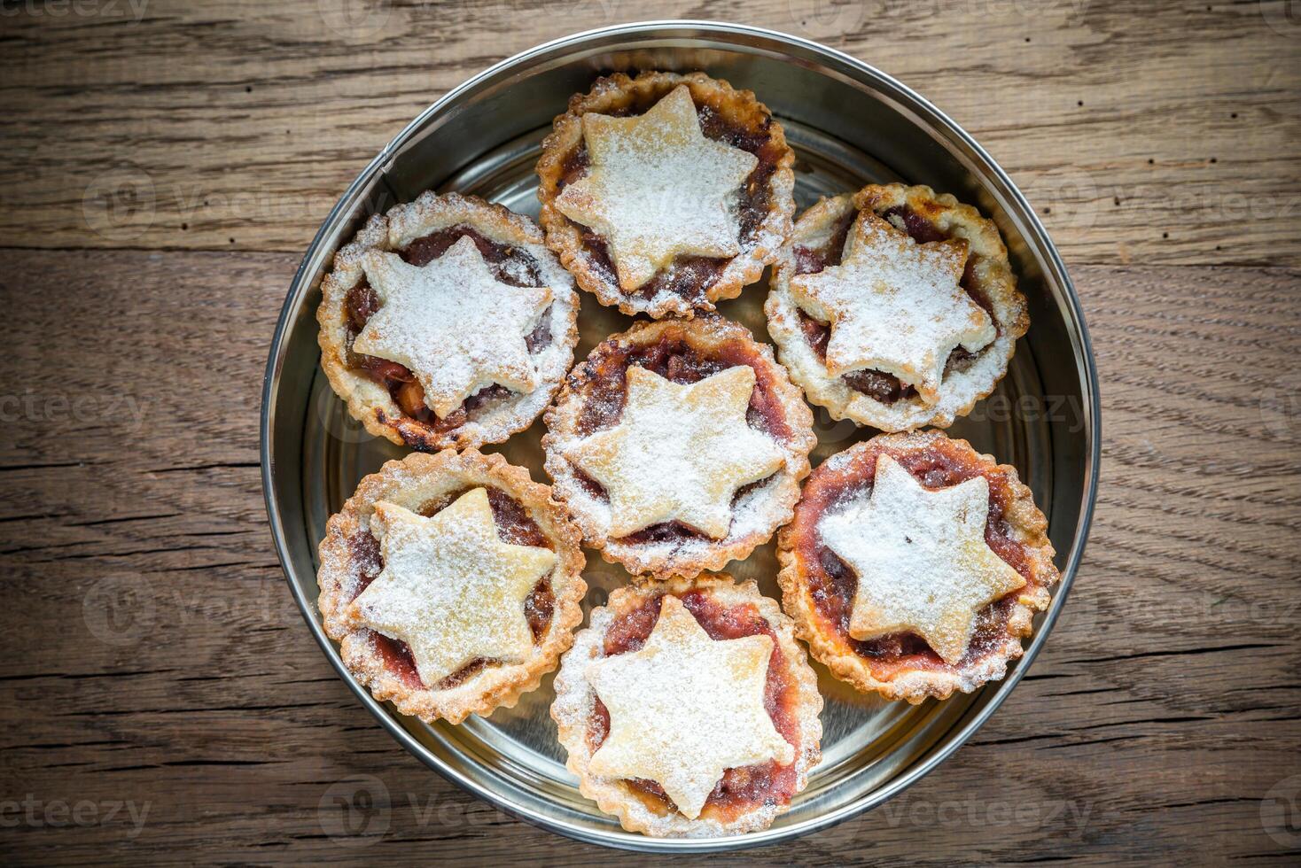 Box with mince pies top view photo