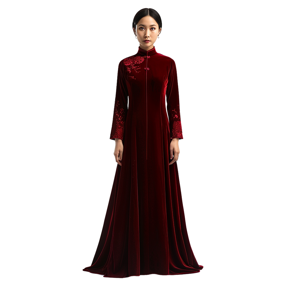 AI generated Velvet ao dai isolated on transparent background png