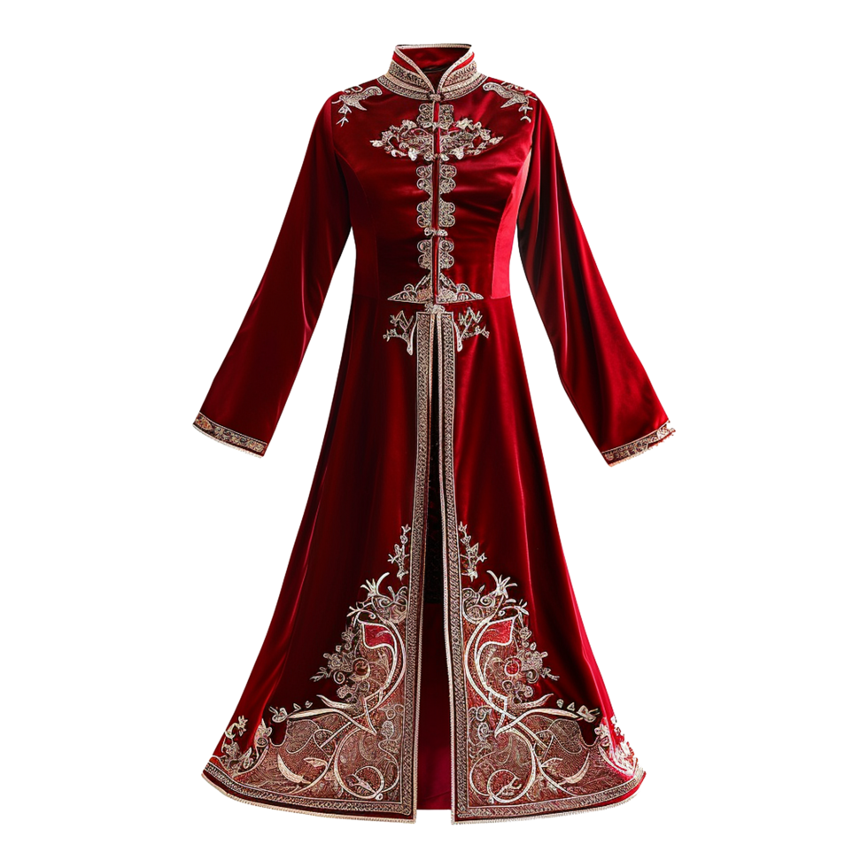 AI generated Velvet ao dai isolated on transparent background png