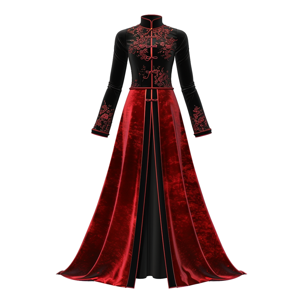 AI generated Velvet ao dai isolated on transparent background png