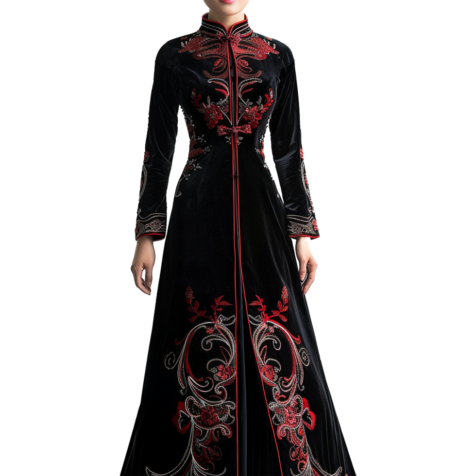 AI generated Velvet ao dai isolated on transparent background png