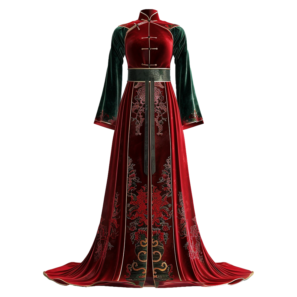 AI generated Velvet ao dai isolated on transparent background png