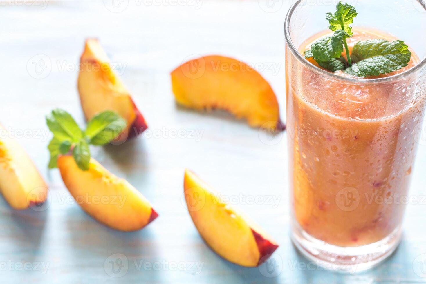 Peach smoothie glass photo