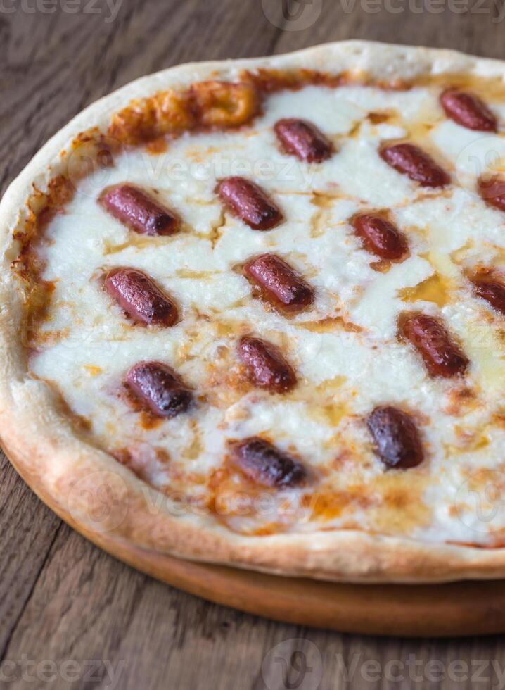 Pizza with mozzarella and salami photo