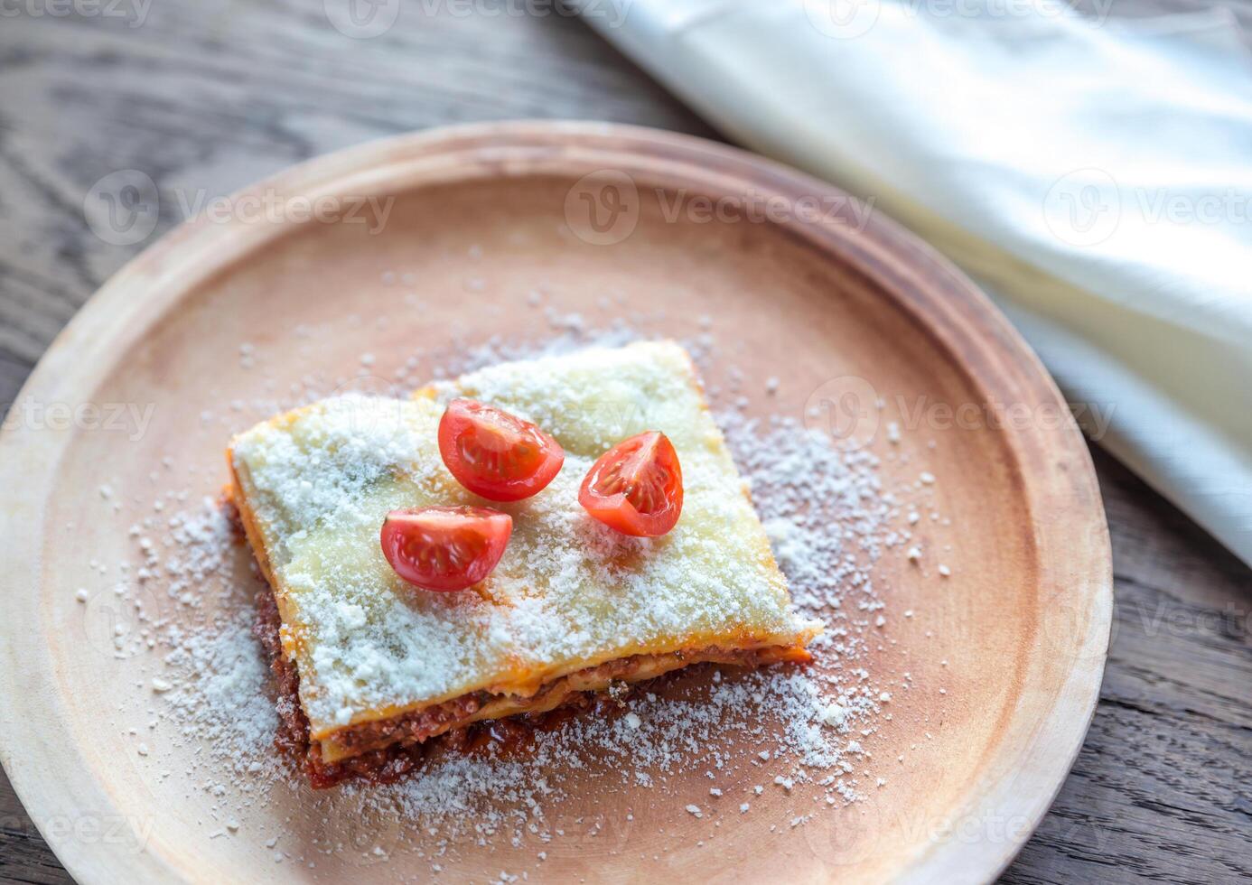 Lasagna with cherry tomatoes photo