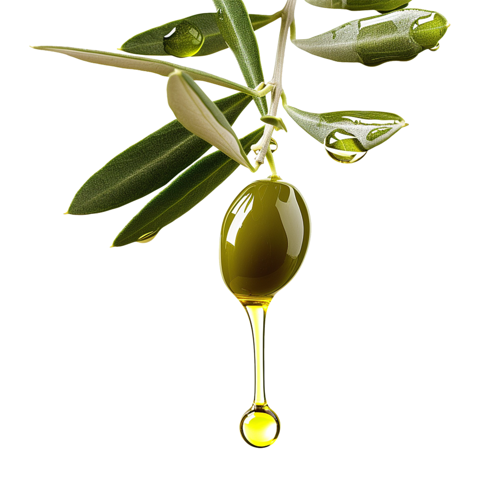 AI generated Olive oil dripping isolated on transparent background png