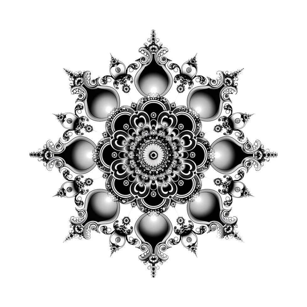 AI generated Mandala fractal design element with flower pattern isolated on transparent background png