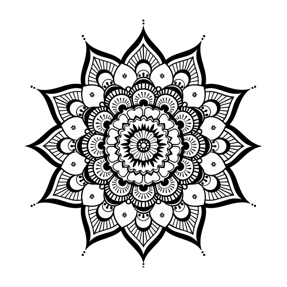 ai gerado mandala fractal Projeto elemento com flor padronizar isolado em transparente fundo png