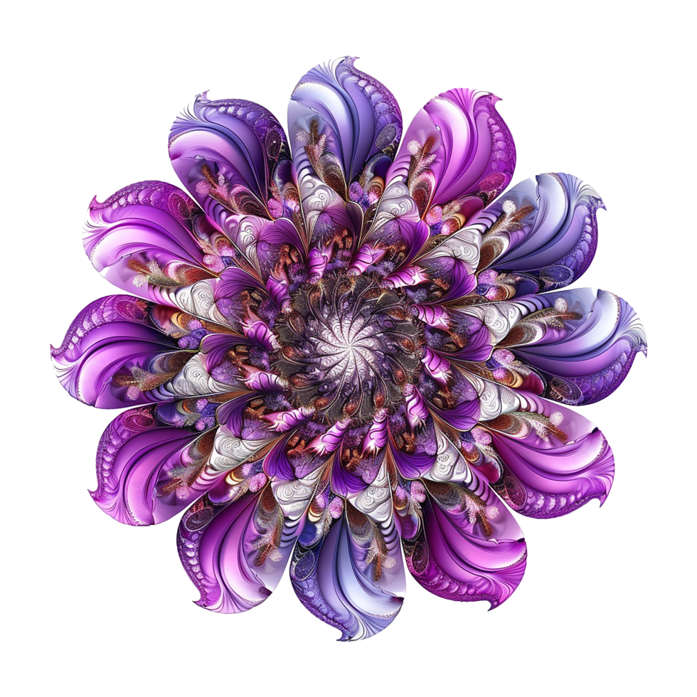 AI generated Mandala fractal design element with flower pattern isolated on transparent background png