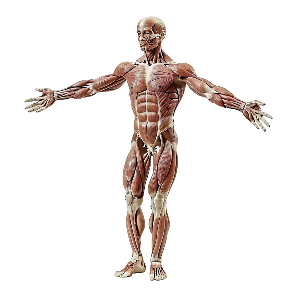 AI generated Human muscle structure isolated on transparent background png