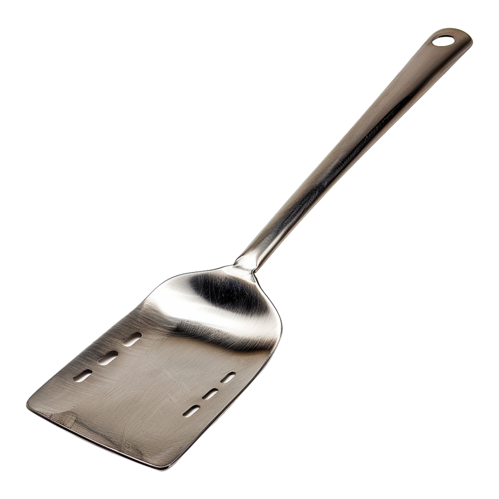 AI generated Stainless kitchen spatula isolated on transparent background png