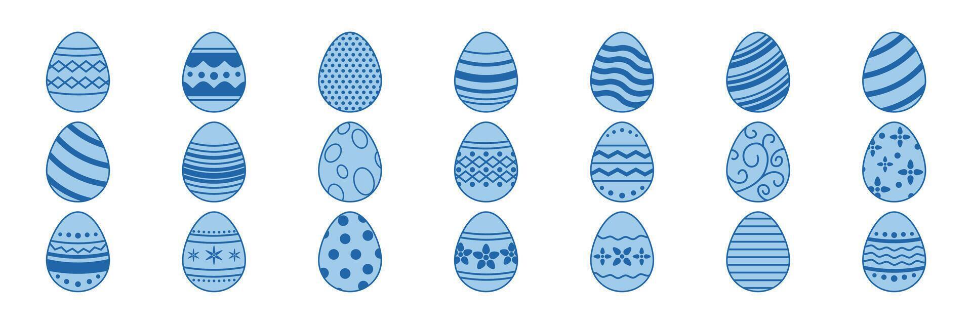 Pascua de Resurrección huevos, Pascua de Resurrección día festival icono colocar, ostern huevo íconos con decoración patrones símbolos recopilación, logo aislado vector ilustración
