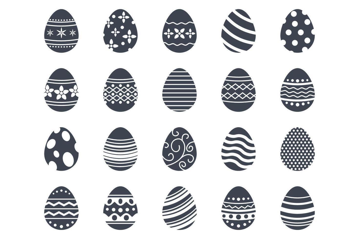 Pascua de Resurrección huevos, Pascua de Resurrección día festival icono colocar, ostern huevo íconos con decoración patrones símbolos recopilación, logo aislado vector ilustración