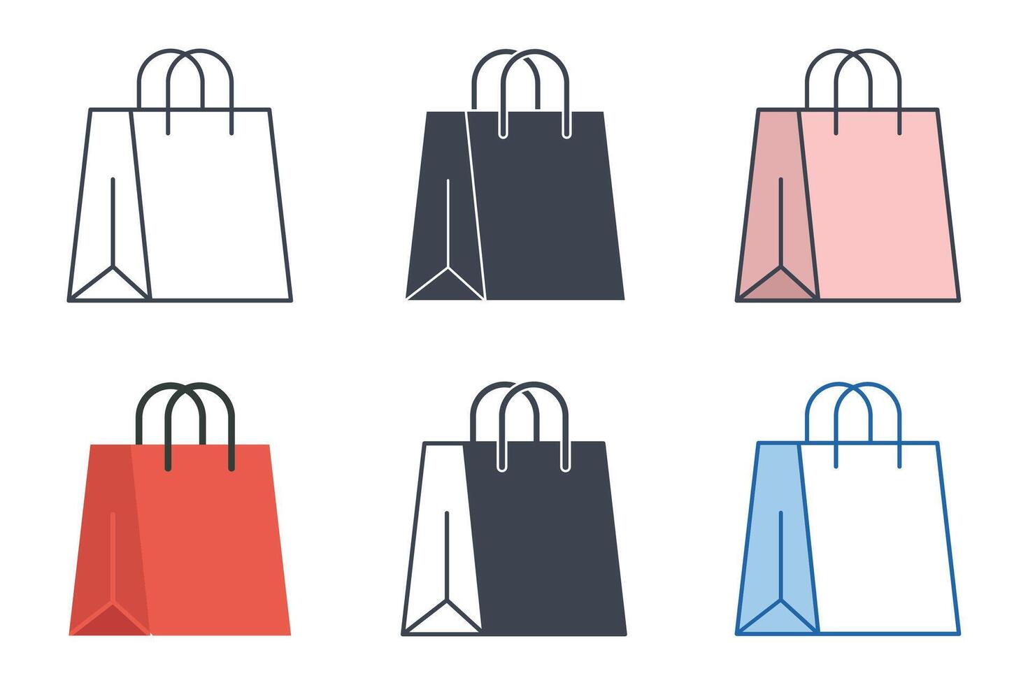 compras bolso icono colección con diferente estilos. papel bolso símbolo vector ilustración aislado en blanco antecedentes