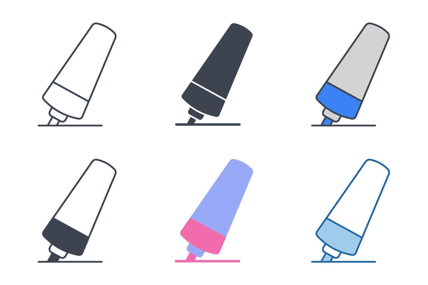Highlight icon collection with different styles. Highlighter symbol vector illustration isolated on white background