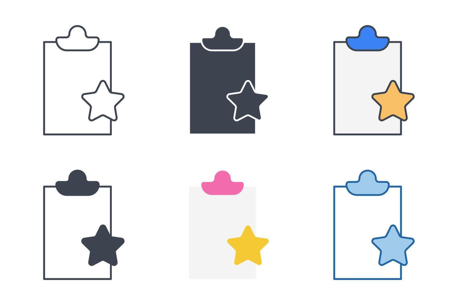 Document with Star icons with different styles. Document symbol vector illustration isolated on white background
