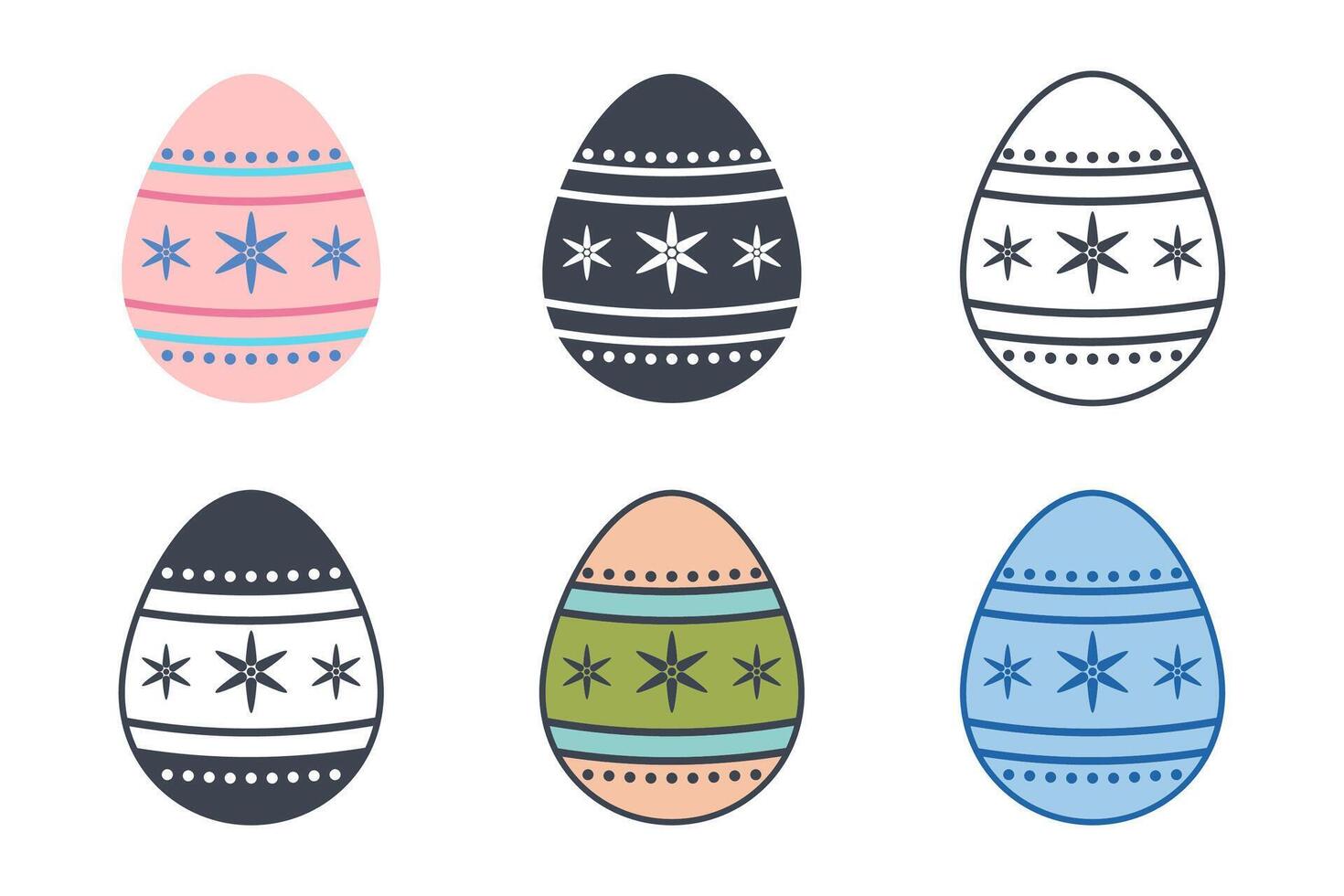 Easter day festival. Easter eggs icons on white background. Vector illustration