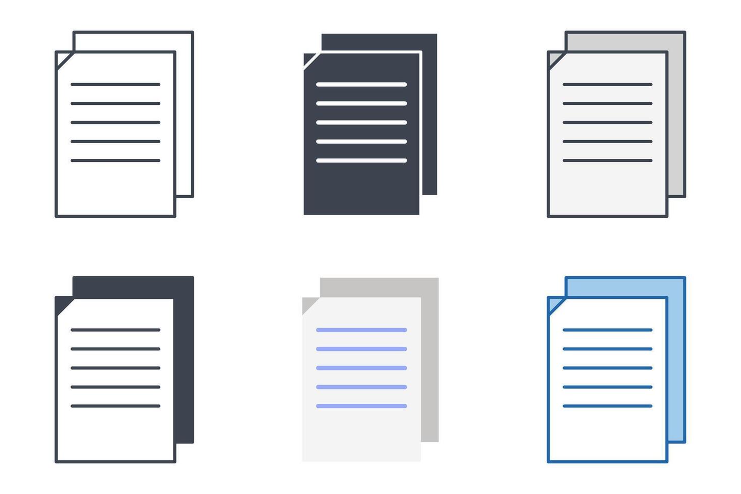 Printed Document icon collection with different styles. Document symbol vector illustration isolated on white background