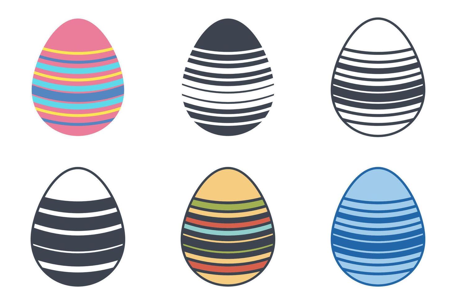 Easter day festival. Easter eggs icons on white background. Vector illustration