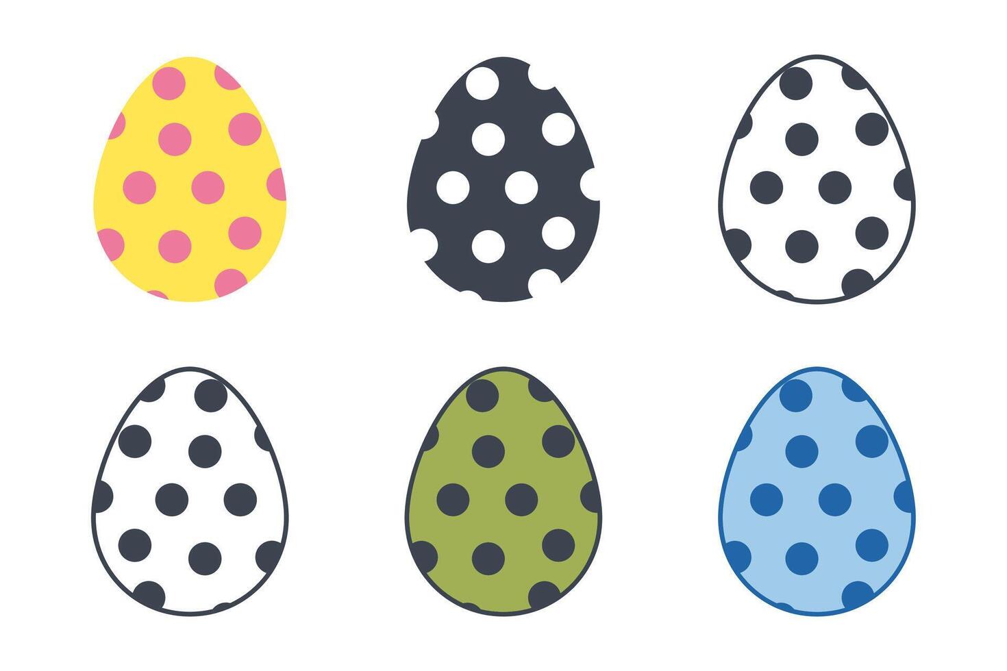 Easter day festival. Easter eggs icons on white background. Vector illustration