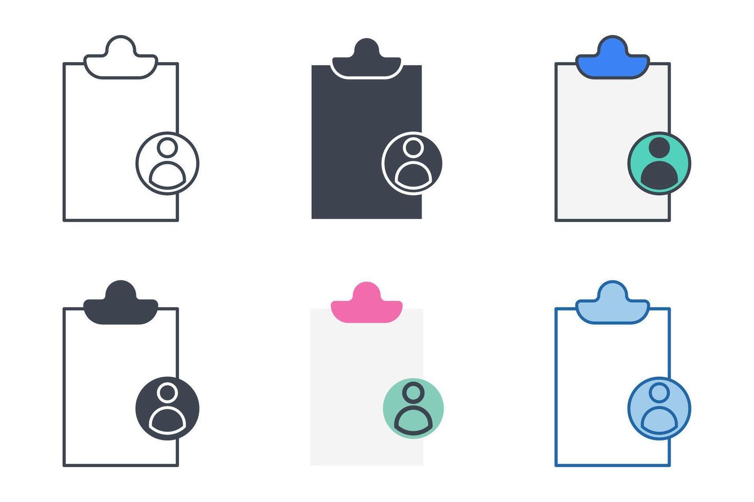 Document with a Person icon collection with different styles. Documents symbol vector illustration isolated on white background
