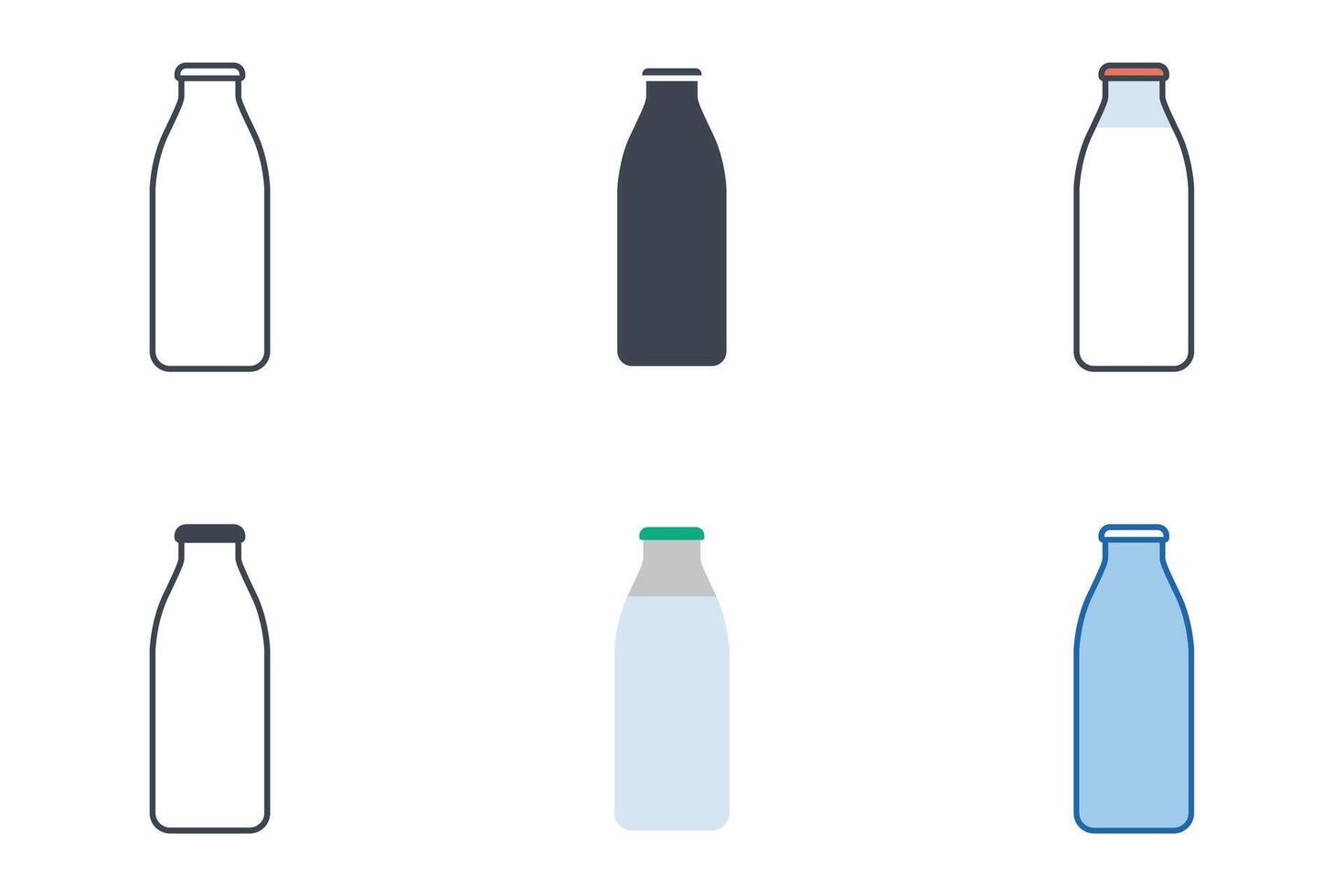 Milk Bottle icons with different styles. Milk Bottle symbol vector illustration isolated on white background
