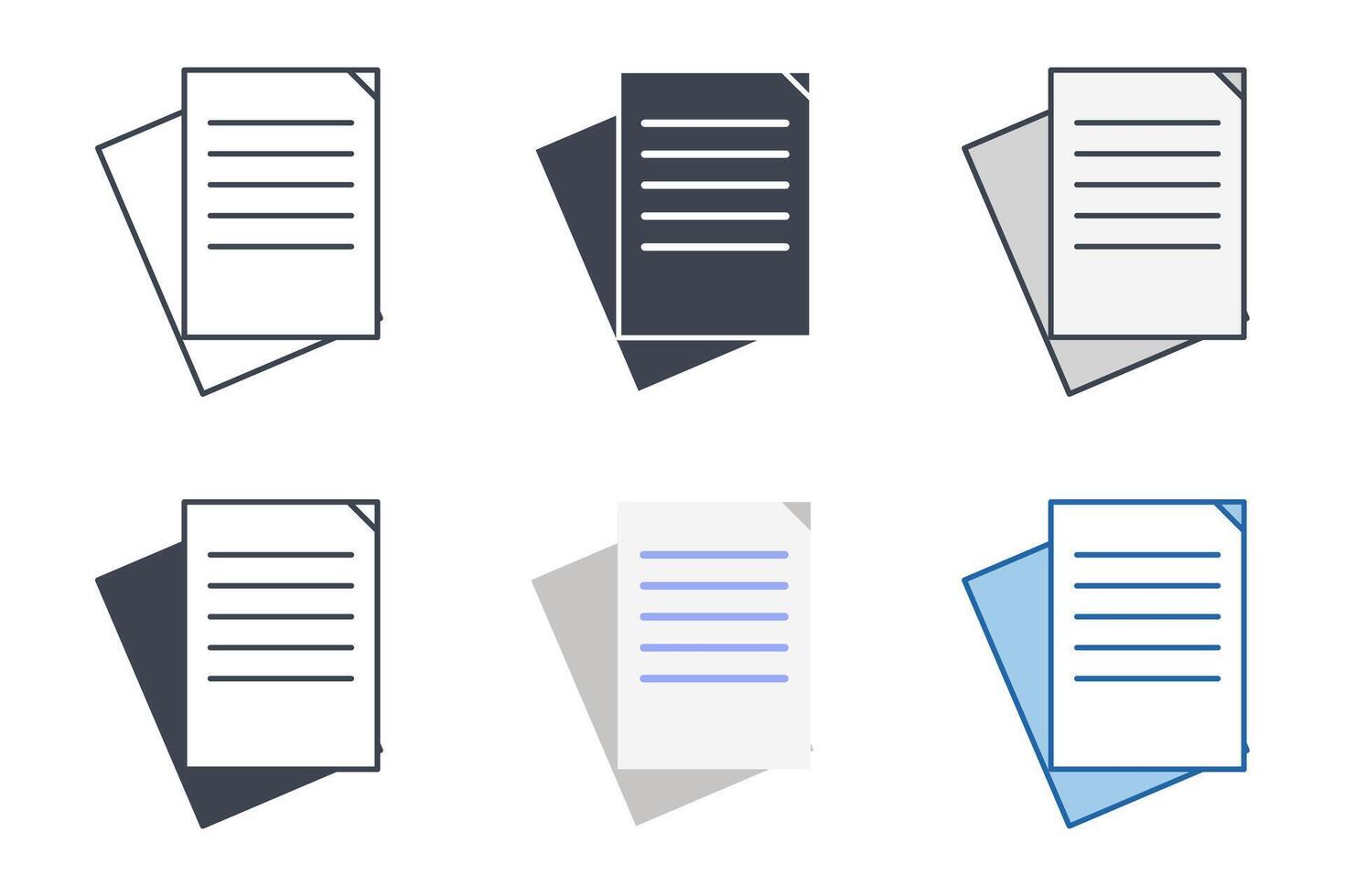 Sheet of Paper icon collection with different styles. blank document symbol vector illustration isolated on white background