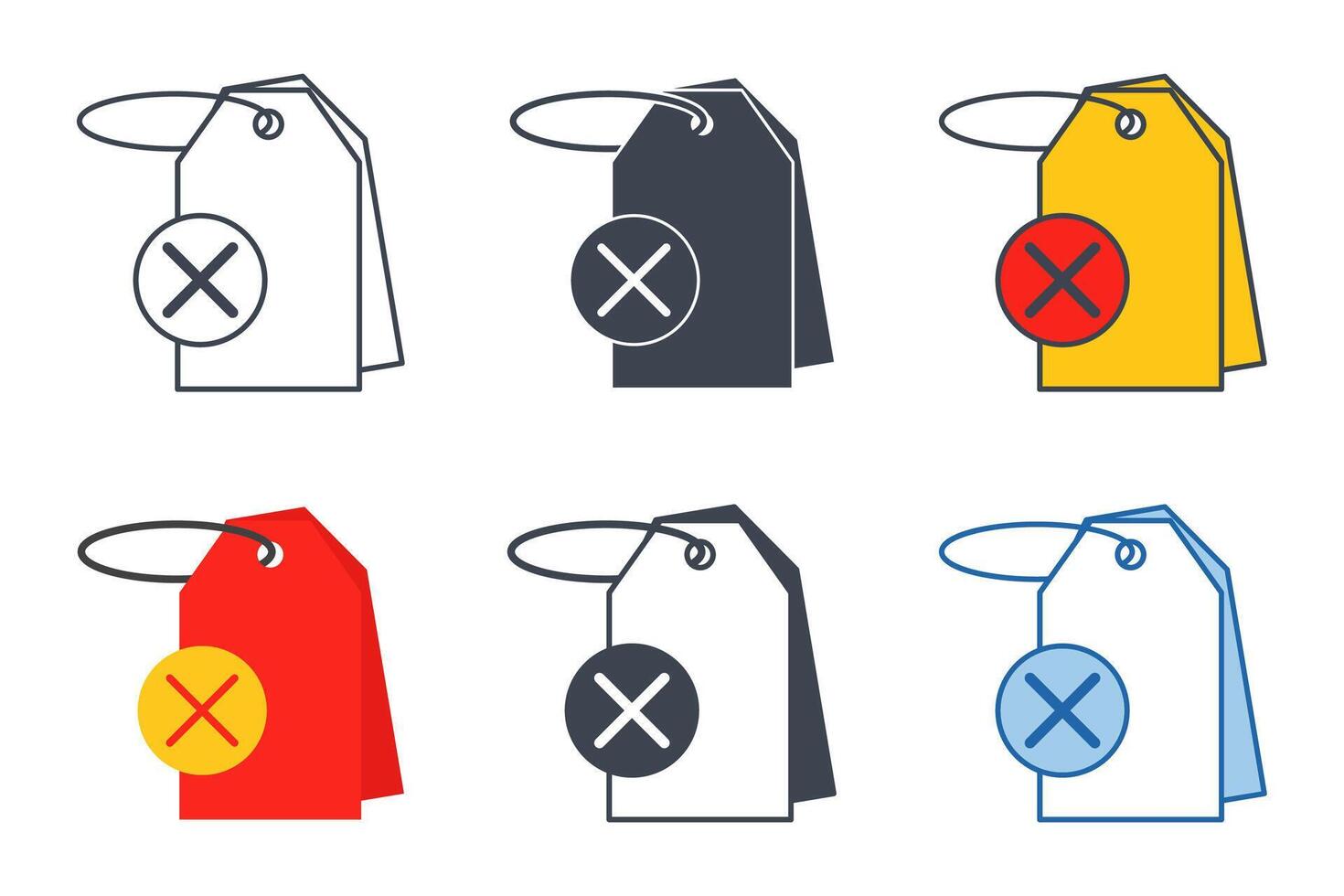 Price tag with Crossed Out icon collection with different styles. Crossed Out Price Tag icon symbol vector illustration isolated on white background